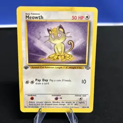 1999 Meowth 1st Edition, 56/64, Jungle, Pokemon TCG - Image 1