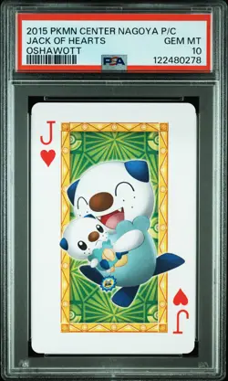 2013 POKEMON CENTER NAGOYA PLAYING CARDS OSHAWOTT JACK OF HEARTS PSA 10 - Image 1