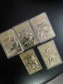 Set Of 5 23K Gold Plated Pokemon Card Vtg 1999 Burger King - Image 1
