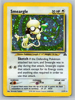 Pokemon TCG Smeargle Neo Discovery Unlimited Holo Card 11/75 HP - Image 1