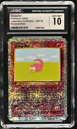 CGC 10 GEM MINT Slowpoke Legendary (Collection) 93/110 Reverse Holo Pokemon Card - Image 1