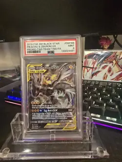 Pokemon Pikachu & Zekrom GX Tag Team TCG Card Psa 9 - Image 1
