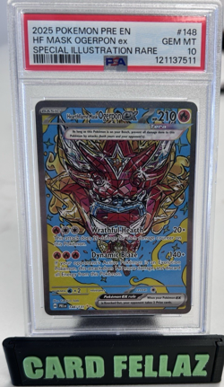 2025 Pokemon SV Prismatic Evolutions Hearthflame Mask Ogerpon ex #148/131 PSA 10 - Image 1