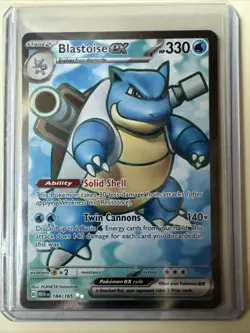 Blastoise EX Pokemon 184/165 Double Rare Full Art 2023 Holographic Raw - Image 1