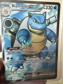 Blastoise EX Pokemon 184/165 Double Rare Full Art 2023 Holographic Raw - Image 3