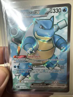 Blastoise EX Pokemon 184/165 Double Rare Full Art 2023 Holographic Raw - Image 4