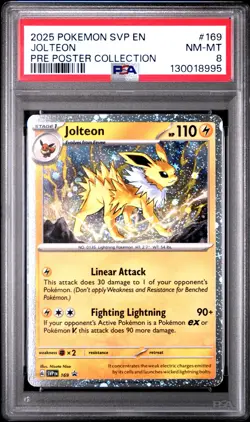 2025 POKEMON SVP EN-SV BLACK STAR PROMO #169 JOLTEON PSA 8 - Image 1