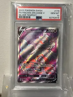 PSA 10 Hisuian Arcanine V Full Art 179/195 Silver Tempest Pokemon - Image 1