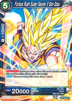 Dragon Ball Super Card BT3-035 UC Furious Rush Super Saiyan 3 Son Goku Near Mint - Image 1