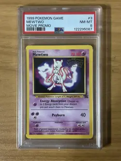 1999 Pokemon Mewtwo #3 Game PSA 8 WB Movie Promo Card - Image 1