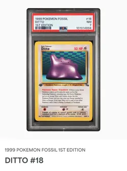 PSA 7 DITTO 1st Edition 18/62 Non Holo Rare WOTC 1999 Pokemon Fossil Card - Image 3