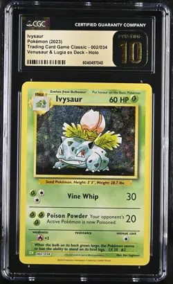 CGC 10 Pristine Ivysaur Holo 002/034 Trading Card Game Classic CLV Pokemon Card - Image 1