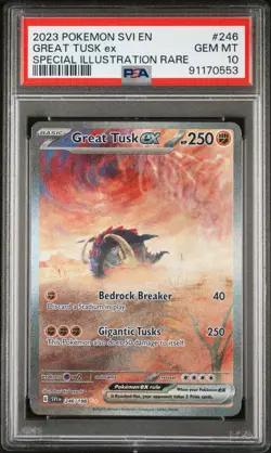 PSA 10 Great Tusk ex 246/198 SIR Scarlet & Violet SV1 Pokemon Card - Image 1