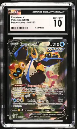 CGC 10 Empoleon V 146/163 Alt Art SWSH Battle Styles Pokemon Card - Image 1