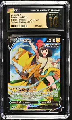 CGC 10 Zeraora V TG16/TG30 Trainer Gallery SWSH Silver Tempest Pokemon Card - Image 1