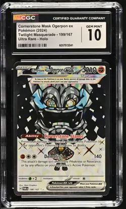 CGC 10 Cornerstone Mask Ogerpon ex 199/167 Twilight Masquerade TWM Pokemon Card - Image 1