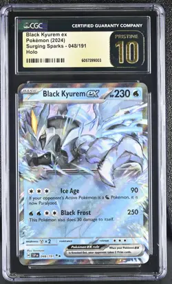 CGC 10 Pristine Black Kyurem ex 048/191 Surging Sparks SSP Pokemon Card - Image 1
