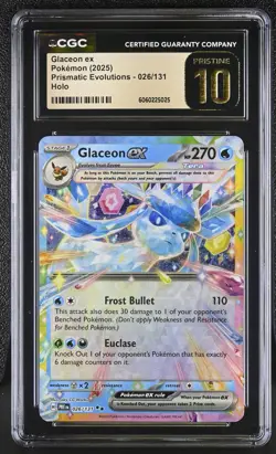 CGC 10 Pristine Glaceon ex 026/131 Prismatic Evolutions PRE Pokemon Card - Image 1