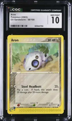 CGC 10 Aron 56/100 EX Sandstorm 2003 Pokemon Card - Image 1