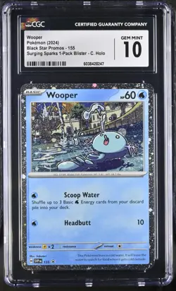CGC 10 Wooper Cosmos Holo 155 Black Star Promo Surging Sparks Pokemon Card - Image 1