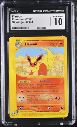 CGC 10 Flareon 8/144 Skyridge 2003 Pokemon Card - Image 1