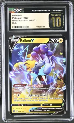 CGC 10 Pristine Raikou V 048/172 SWSH Brilliant Stars Pokemon Card - Image 1