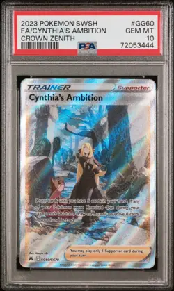 PSA 10 Cynthia's Ambition GG60/GG70 Crown Zenith Pokemon Card - Image 1