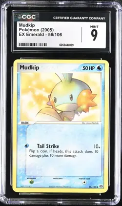 CGC 9 Mudkip 56/106 EX Emerald 2005 Pokemon Card - Image 1