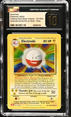 CGC 10 Pristine Electrode Holo 011/034 Trading Card Game Classic CLC Pokemon - Image 1