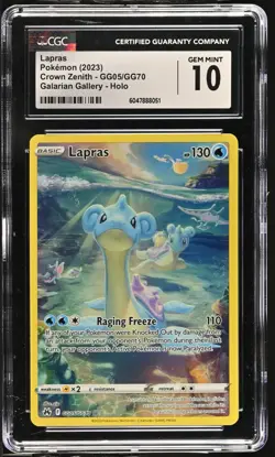 CGC 10 Lapras GG05/GG70 Galarian Gallery Crown Zenith Pokemon Card - Image 1