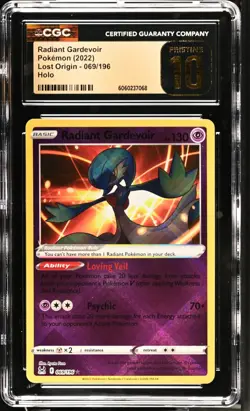 CGC 10 Pristine Radiant Gardevoir 069/196 SWSH Lost Origin Pokemon Card - Image 1