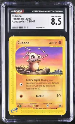 CGC 8.5 Cubone 72/147 Aquapolis 2003 Pokemon Card - Image 1