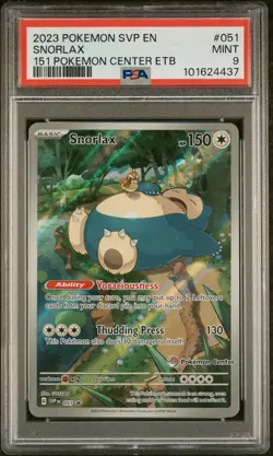 Pokemon Center 151 ETB Snorlax SVP 051 Stamp Promo Card PSA 9 Mint Condition - Image 2