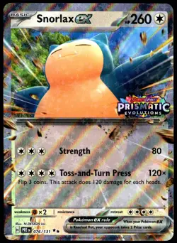 Pokemon TCG Snorlax ex 076/131 2025 Prismatic Evolutions Stamped Promo Card - NM - Image 1