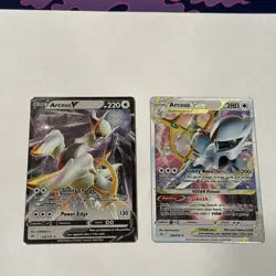 Pokemon TCG Arceus V & Arceus VSTAR Metal Promo Cards 122 & 123/172. Both NM - Image 1