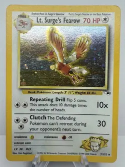 Pokemon TCG. Lt. Surge's Fearow 007/132 Gym Heroes Holo Vintage - Image 1