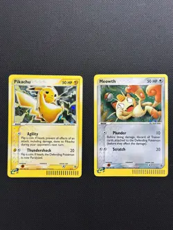 2X 2003 Pokemon Pikachu 12 & Meowth 13 HOLO Black Star NM 013 012 E- reader - Image 1
