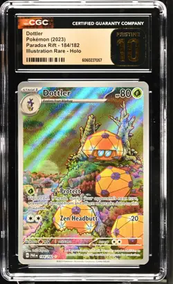CGC 10 Pristine Dottler 184/182 IR Illustration Rare Paradox Rift PAR Pokemon Ca - Image 1