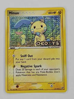 ? Minun 41/107 EX Deoxys Pokemon Card Reverse Holo Foil LP Free Shipping? - Image 3