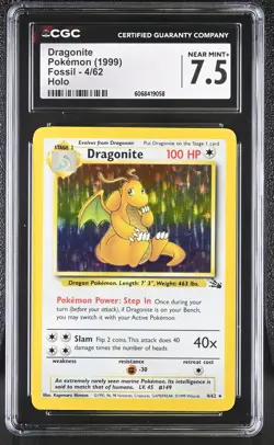 CGC 7.5 Dragonite 1999 Fossil 4/62 Holo Pokemon Card - Image 1