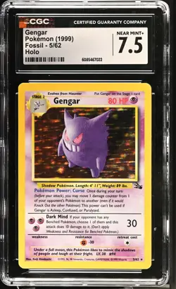 CGC 7.5 Gengar 1999 Fossil 5/62 Holo Pokemon Card - Image 1