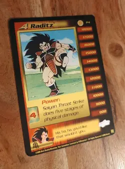 DBZ Dragon Ball Z Card Gold FOIL Raditz P4 CCG Promo LIMITED Saiyan Saga HP 2000 - Image 1