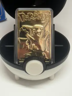 1999 Pokemon 23k Gold Plated Trading Card PIKACHU with Poke Ball SP Original Box - Image 1
