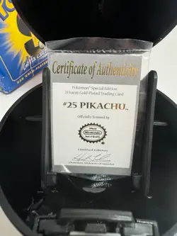 1999 Pokemon 23k Gold Plated Trading Card PIKACHU with Poke Ball SP Original Box - Image 4
