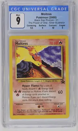 2000 Pokemon Black Star Promo The Power of One #22 Moltres CGC 9 Mint - Image 1