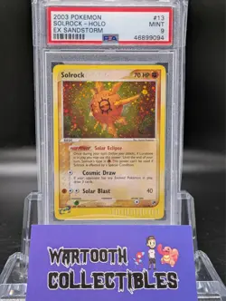 2003 Pokemon EX Sandstorm #13 Solrock Holo Rare PSA 9 Mint E Reader vintage - Image 1