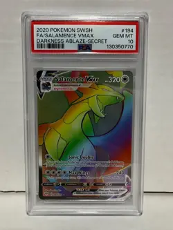 PSA 10 2020 Pokemon Darkness Ablaze 194/189 Salamence VMAX Full Art Secret Rare - Image 1