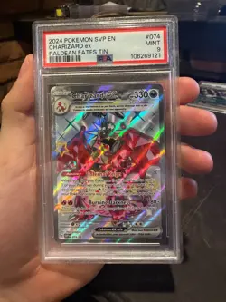 2024 Pokemon SVP EN Charizard ex Paldean Fates Tin #074 PSA 9 - Image 1