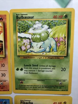 Base Set Starter Pokemon Trio set (Charmander,Bulbasaur,Squirtle+Pikachu) - Image 3