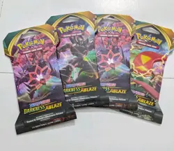 Pokemon: Darkness Ablaze - Sleeved Booster Packs Full Art Set of 4 Sealed - Image 1